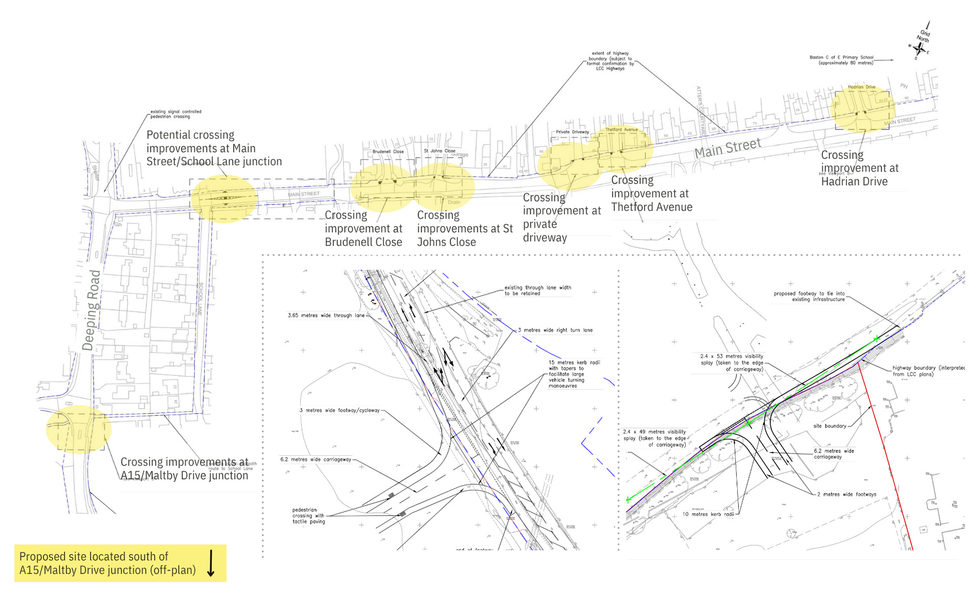 Proposed site access layouts and offsite improvements